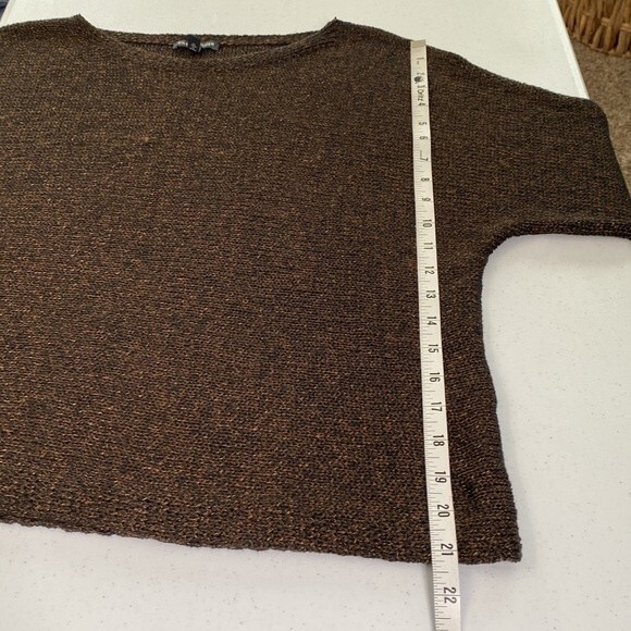 Eileen Fisher Organic Linen Loose Knit 3/4 Dolman Sleeve Sweater Metallic - Picture 12 of 16